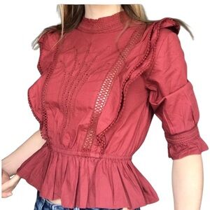 Aritzia Sunday Best Britta Cotton Ruffle Prairie Top